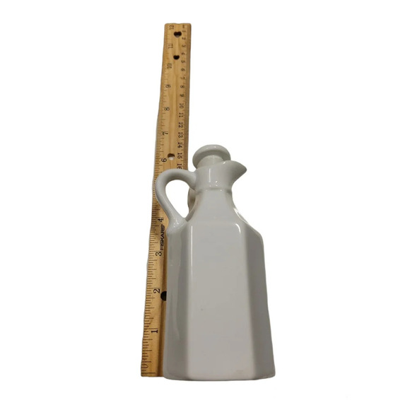 XCell White Ceramic farmhouse style Oil Or Vinegar Cruet Mini Pitcher 6 in. - Picture 5 of 8